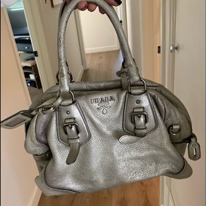 Prada silver calfskin bag